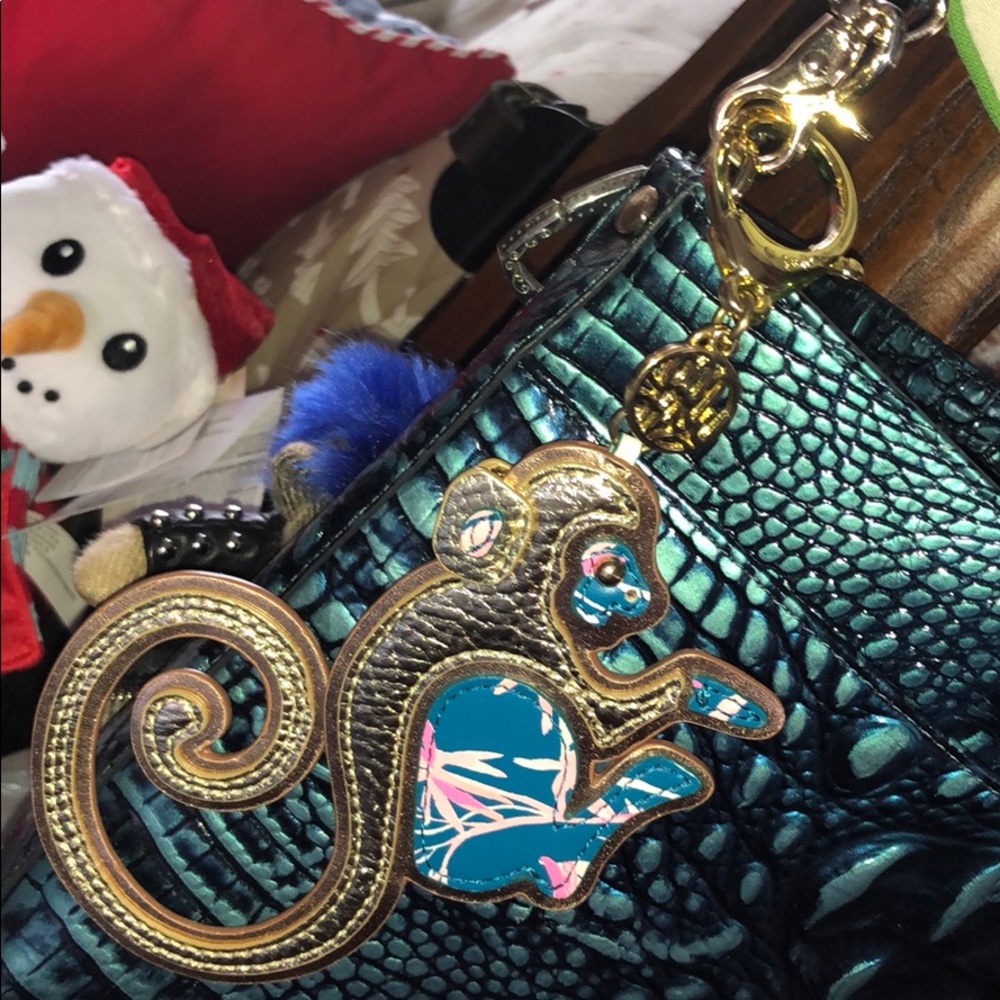 Lilly Pulitzer gold monkey leather Keychain - Picture 3 of 7